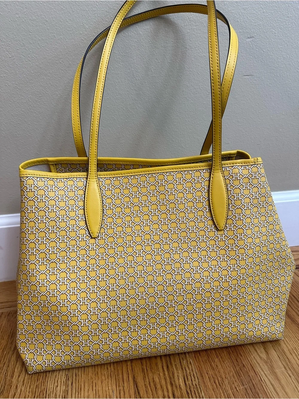 Kate Spade Link Tote Bag & Matching Large Wallet Set Yellow Multi
